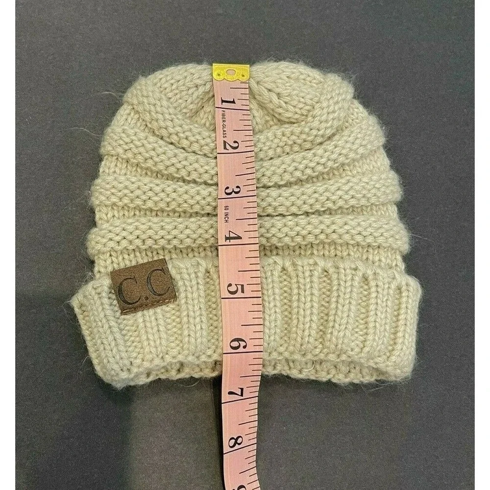 Girlie Girl Originals C.C. Knit‎ Winter Beanie Hat Tan Excellent Condition!!